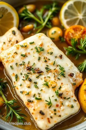 Steamed Cod Fish with Fresh Herbs presentation