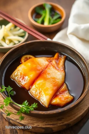 Steamed Fish with Ginger and Soy Sauce presentation