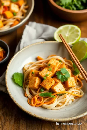 Stir-Fried Pad Thai with Tofu Delight presentation