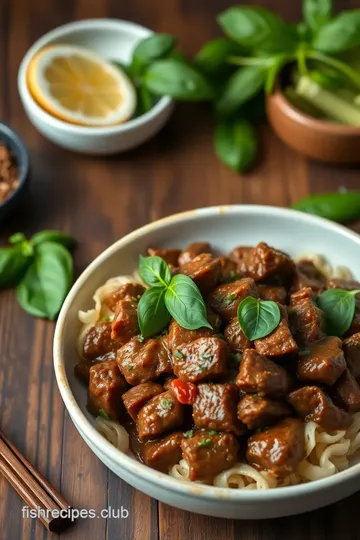 Stir Fry Ground Beef with Thai Basil presentation