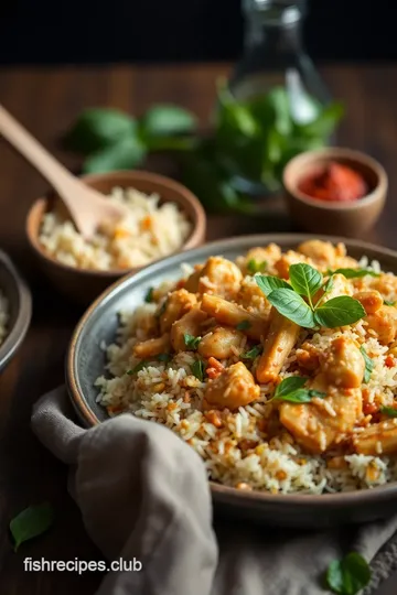 Fried Rice with Thai Basil Chicken presentation