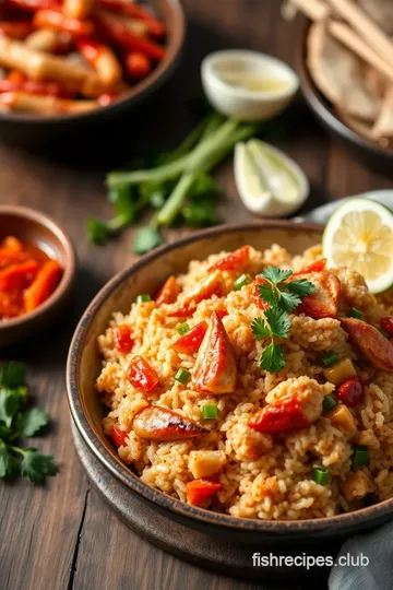 Stir-Fried Crab Rice with Thai Flavors presentation