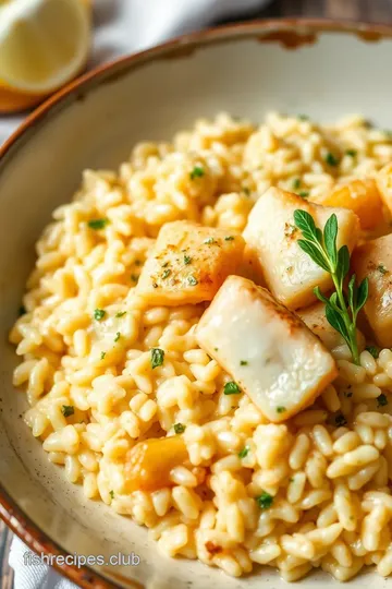 Creamy Fish Risotto presentation