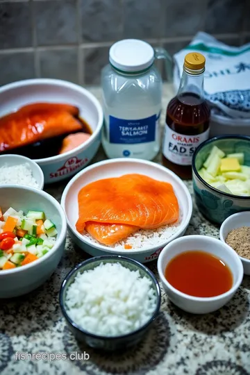 Teriyaki Salmon Sushi Rolls ingredients