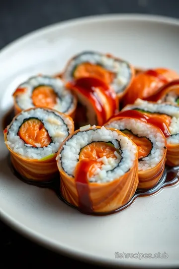 Teriyaki Salmon Sushi Rolls presentation