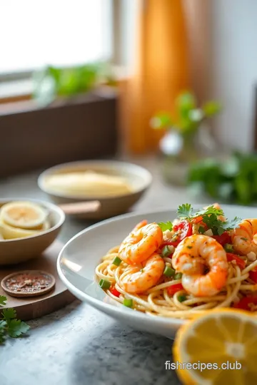 Zesty Cooked Shrimp Pad Thai Salad presentation