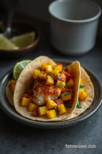 Zesty Rockfish Tacos with Mango Salsa presentation