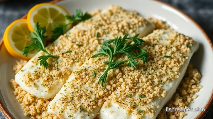 Herb-Crusted White Fish with Lemon Butter Sauce